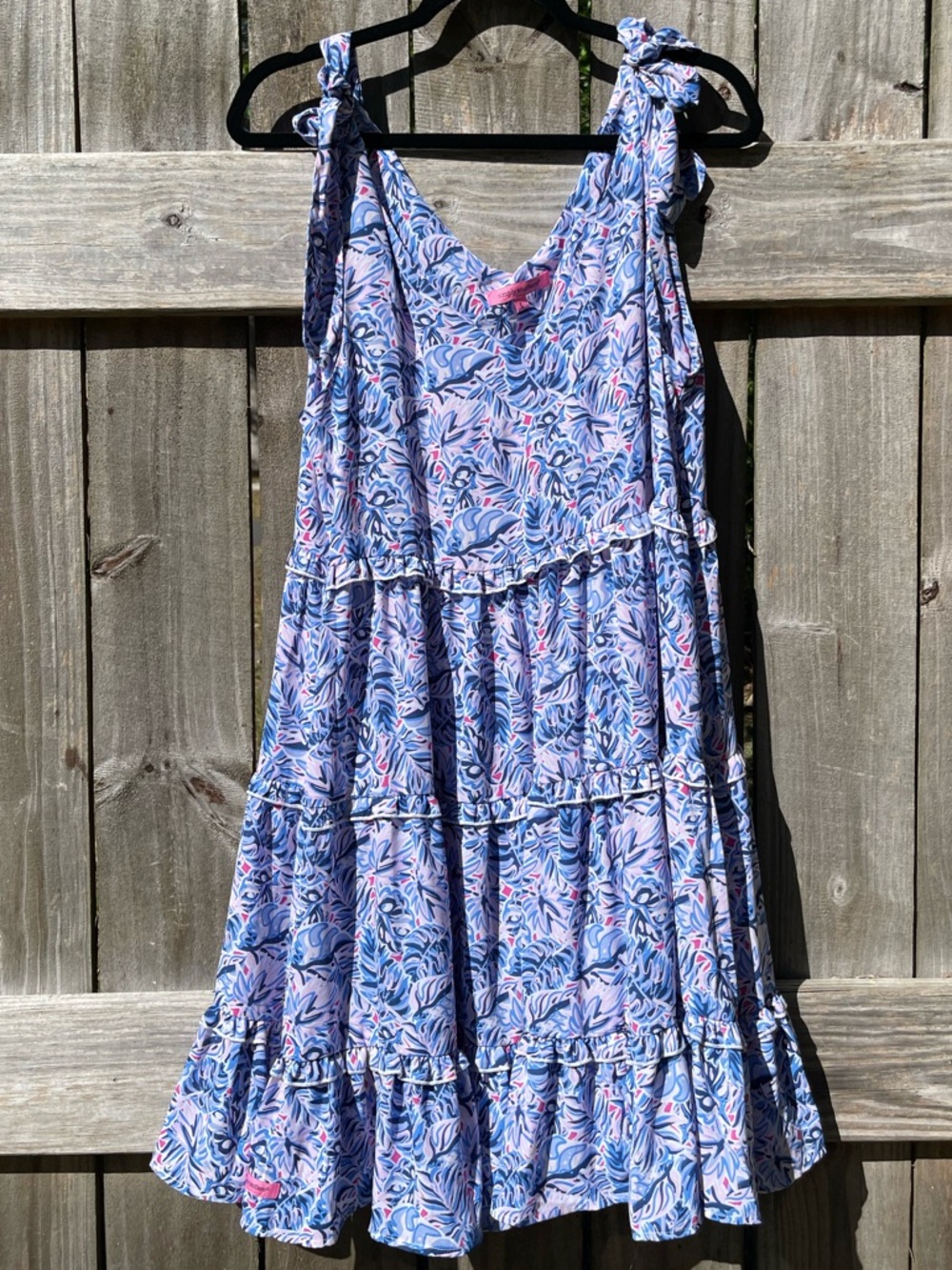 Simply Southern Blue Floral Tie-Shoulder Midi Dress